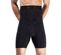 QUAFORT Pantalones Cortos con Control de Abdomen para Hombre, Cintura Alta, Adelgazante, Moldeador de Cuerpo, Ropa Interior de Pierna, Negro -, Large