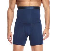 QUAFORT Pantalones cortos de control de barriga para hombre, cintura alta, adelgazamiento, moldeador de cuerpo y pierna - Azul marino - L