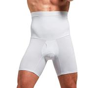 QUAFORT Pantalones Cortos de Control de Barriga para Hombre, Cintura Alta, Adelgazamiento, Moldeador de Cuerpo y Pierna - Blanco - S