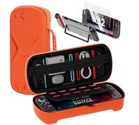 QUAGGY Switch 2 Case for Nintendo Switch 2 Console & Accessories, Switch 2 Carrying Case with 12 Game Card Slots, Portable Hard Shell Pouch Carrying Travel Game Bag(Transparent+Orange)