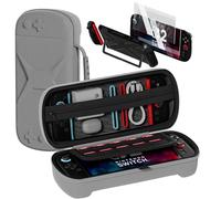 QUAGGY Switch 2 Case for Nintendo Switch 2 Console & Accessories, Switch 2 Carrying Case with 12 Game Card Slots, Portable Hard Shell Pouch Carrying Travel Game Bag(Black+Grey Bag)