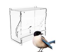 Quail Feeder, Automatic Water Dispenser and Feeding Cup, Acrylic and Wood Parakeet Box, Pet Cage Food Container, Ideal for Quails, Budgerigar, and Peony, 15x7.8x14.2cm / 22x7.8x14.2cm