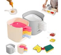 Qualfinvesly - Juego de 6 platos para salsa y soporte, mini cuencos de inmersión con asa, plato de plástico con caja de almacenamiento, para barbacoa y cena de fiesta (mezcla de 2 juegos)