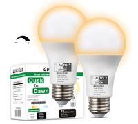 Qualilux Bombillas regulables del atardecer al amanecer para exteriores, foco de detección de luz automática, 1000 lm, equivalente a 75 W, blanco suave 2700 K, LED 12 W, base A19 E26, paquete de 2