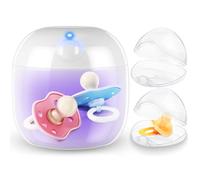 Qualirey Esterilizador portátil para chupete con 2 estuches para chupete, mini desinfectante recargable por USB, luz UV y juego de contenedor para chupete para viajes, 99,99% de esterilización en 3