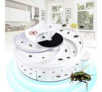 Qualirey Trampa eléctrica para Moscas, Dispositivo de atrapamoscas para Mosquitos, trampas automáticas para Interiores, Control de rechazo, Herramientas para Patios y ranchos (Blanco, USB)