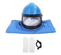 Quality ABS Air Supply Sandblasting Helmet, Clear Lens Lightweight with Sleeveless Sandblast Suit, Safety Hood Protector for Spraying Sand Blasting Coating Engineering