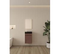 Quality Heating Mueble de baño Nurion Emma con Lavabo Negro Mate y Mueble de Nogal 41 × 22,5 × 65 cm