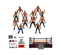 Quality High Wwe Mini Wrestling Figure Playset Wrestler Warriors Toys with Square Ring Accessories Fun Miniature Fighting Action Figures Gift