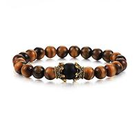 Quality Tiger Eye Stone Beads Bracelet for Men Women Luxury Antique Crown Bracelets Jewelry Handmade Braid-style 2_CHINA