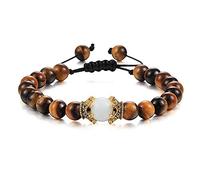 Quality Tiger Eye Stone Beads Bracelet for Men Women Luxury Antique Crown Bracelets Jewelry Handmade Braid-style 5_CHINA