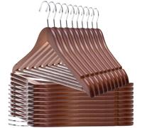 Quality Wooden Hangers Slightly Curved Hanger 30Pack Sets Solid Wood Coat Hangers with Stylish Chrome Hooks HeavyDuty Cl
