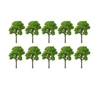 Qualoramall 10 árboles modelo de 7 cm 9 cm, diseño de paisaje de plástico verde para escala OO, ferrocarril, tren, pista, juego de guerra, jardín, accesorios de piezas de diorama arquitectónico (9 cm)