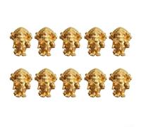 Qualoramall 10 figuras de Ganesh de resina dorada de 3,7 x 3,1 cm, decoración de tronco de elefante, decoración de Dios para el hogar, coche, escritorio, bricolaje (1#Ganesha)