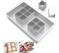 Qualoramall Bandeja rectangular de aleación de aluminio para hornear con 12 moldes extraíbles para letras y números para bricolaje, nombre personalizado, pastel de cumpleaños, lata plateada, 12.5 x