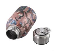 Qualoramall Botella de agua aislada de acero inoxidable de 300 ml, termo al vacío con patrón retro y diseño portátil compacto para camping, senderismo, viajes, gimnasio u oficina, caliente y (A)