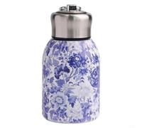 Qualoramall Botella de agua aislada de acero inoxidable de 300 ml, termo al vacío con patrón retro y diseño portátil compacto para camping, senderismo, viajes, gimnasio u oficina, caliente y (E)