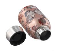 Qualoramall Botella de agua aislada de acero inoxidable de 300 ml, termo al vacío con patrón retro y diseño portátil compacto para camping, senderismo, viajes, gimnasio u oficina, caliente y (D)