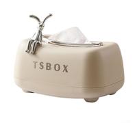 Qualoramall Caja de pañuelos de escritorio PP para decoración de oficina en casa 20 x 12,5 x 11 cm, caja de almacenamiento beige para pañuelos faciales servilletas (estilo tres)