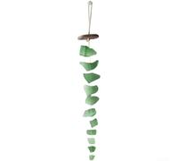 Qualoramall Carillón de viento de cristal de mar hecho a mano con cristal de mar de madera flotante, decoración bohemia de madera flotante, sonido melódico suave, adorno colgante con temática de playa