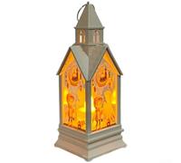 Qualoramall Castle LED Vela Linterna Luna Colgante Luz para Ramadán Decoración Electrónica Parpadeo Plástico Exterior Interior Fiesta Centro de mesa Negro 7,2 x 7,2 x 18,5 cm (D)