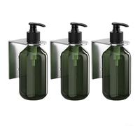 Qualoramall Dispensador de jabón montado en la pared de 300 ml con botella de bomba, accesorios de ducha de plástico y acero inoxidable para champú, acondicionador, gel de baño o loción en verde