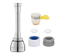 Qualoramall Extensor de grifo de cocina giratorio de 360° con 3 modos de pulverización para grifos de rosca externa o interna de 22 mm, adaptador de aireador de fregadero de latón macizo en plata