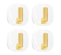 Qualoramall Ganchos acrílicos de pared para baño, cocina, organización, paquete de 4 ganchos autoadhesivos redondos y cuadrados de 6 x 6 cm para toallas, chaquetas, utensilios en azulejos de yeso