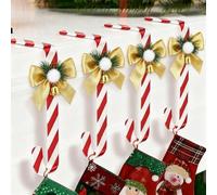 Qualoramall Juego de 4 soportes para calcetines de Navidad, con cinta antideslizante fuerte para chimenea o estante, decoración de Navidad (rojo y blanco)