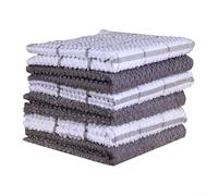 Qualoramall Juego de 6 paños de cocina de hilo de rizo de algodón suave y absorbente, lavables a máquina, 12 x 12 pulgadas, paquete de 6 para secar platos, limpiar derrames y todos los días (rejilla