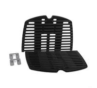 Qualoramall Juego de parrilla de hierro fundido para Weber Q100 Q1000 Q1200, placas de parrilla de barbacoa de 17 x 12.7 pulgadas, rejillas de cocción negras para asar y freír, paquete de 2 piezas de