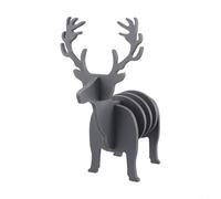 Qualoramall Juego de posavasos de silicona de alce, resistentes al calor, antideslizantes, de 6 mm de grosor, aislados, hasta 230 °C, protección de mesa, seguro, sin olor, con forma de animal (gris