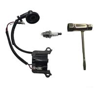 Qualoramall Kit de bobina de encendido para cortacésped 1E40F-5 1E44F-5, conector de chispa de motor de alto voltaje para CG430 CG520 43cc 52cc Trimmer Coil Spark Wrench Kit de reparación para jardín