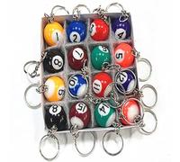 Qualoramall Llaveros de bola de billar, 16 unidades, llavero de bolas de billar, llaveros de bola de billar en miniatura, llaveros de billar creativos, accesorios de mesa de billar, juego deportivo
