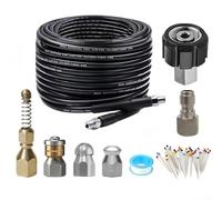 Qualoramall Manguera de limpieza de drenaje de alta presión de 10 m para lavadora Karcher, tubo termoplástico flexible con kit de boquilla de latón de cobre para tareas de desatasco de alcantarillado
