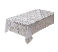 Qualoramall Mantel de encaje blanco poliéster jacquard patrón floral cubierta de mesa con diseño antideslizante para decoración de comedor y eventos de celebración, 140 x 100 cm, 140 x 140 c (140 x