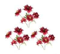 Qualoramall Paquete de 3 bolas artificiales de crisantemo de 51 cm, flores de seda vibrantes con tallos largos para centros de mesa de boda, hogar, oficina, jardín, decoración multicolor (rojo)