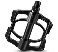 Qualoramall Pedales de bicicleta de aleación de aluminio de doble cara antideslizante con reflector ligero absorción de golpes para bicicleta plegable de carretera de montaña, color negro, 1 par