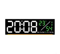 Qualoramall Reloj de pared LED digital con fecha, temperatura, alarma, cronómetro, 10 niveles de brillo, atenuación automática Fahrenheit para el hogar, oficina, escritorio, azul (negro verde)