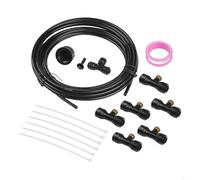 Qualoramall Sistema de riego por goteo y refrigeración por niebla de baja presión para exteriores con cobertura de pulverización ajustable, kit de riego de tubo de polietileno 4/7 para alivio del