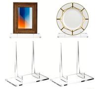 Qualoramall Soporte acrílico para libros de 10 x 5 x 9 pulgadas, soporte transparente con almohadillas antideslizantes para fotos, libros, platos y postales, organizador de mesa de escritorio para