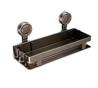 Qualoramall Soporte de esponja de acero inoxidable para fregadero de cocina con ventosa de 11.6 pulgadas, organizador de drenaje de gran capacidad para botellas de jabón, paños de cocina y tapón de