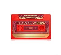 Qualoramall Tarjeta de felicitación de graduación grabable por voz con cinta de casete con grabación de audio de 300 segundos para diseño de mensajes de clase de 2026, azul, rojo, negro (rojo)