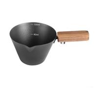 Qualoramall Taza medidora de acero inoxidable con escala y asa, boquilla en forma de V, vaso de chupito de boca ancha para elaboración de café con leche, 13 x 6,7 cm, color negro
