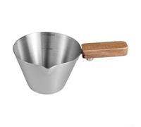 Qualoramall Taza medidora de espresso de acero inoxidable con escala y mango, boquilla en forma de V, vaso de chupito de boca ancha para elaboración de café con leche, 13 x 6,7 cm (natural)