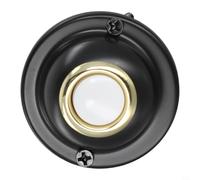 Qualoramall Timbre redondo de metal con cable con luz LED constante para entrada de puerta delantera, accesorio de repuesto impermeable montado en la pared en negro, se adapta a CC 12-24 V bajo