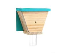 Qualoramall Trampa colgante para abejas de madera de carpintero, estilo granero, para jardín al aire libre, resistente a la intemperie, casa de madera de pino con atrayente natural, verde, amarillo y
