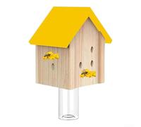 Qualoramall Trampa para abejas de carpintero de madera, estilo granero, atrapabejas colgante para jardín al aire libre, resistente a la intemperie, casa de madera de pino con atrayente natural, verde