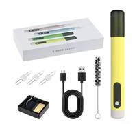 Qualoramall USB portátil para mini kit de soldador con calentamiento rápido 1100 mAh recargable y carga tipo C para reparaciones de manualidades, joyería, abalorios, leña, rosa (amarillo)