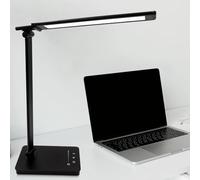 Qualore Lámpara Escritorio, Flexo Led Escritorio con 5 Niveles de Brillo y 5 Modos, Carga USB-C, Temporizador, Cuidado Ojos, Función de Memoria, Control Táctil, Luz Nocturna Mesita Studiar Infantil